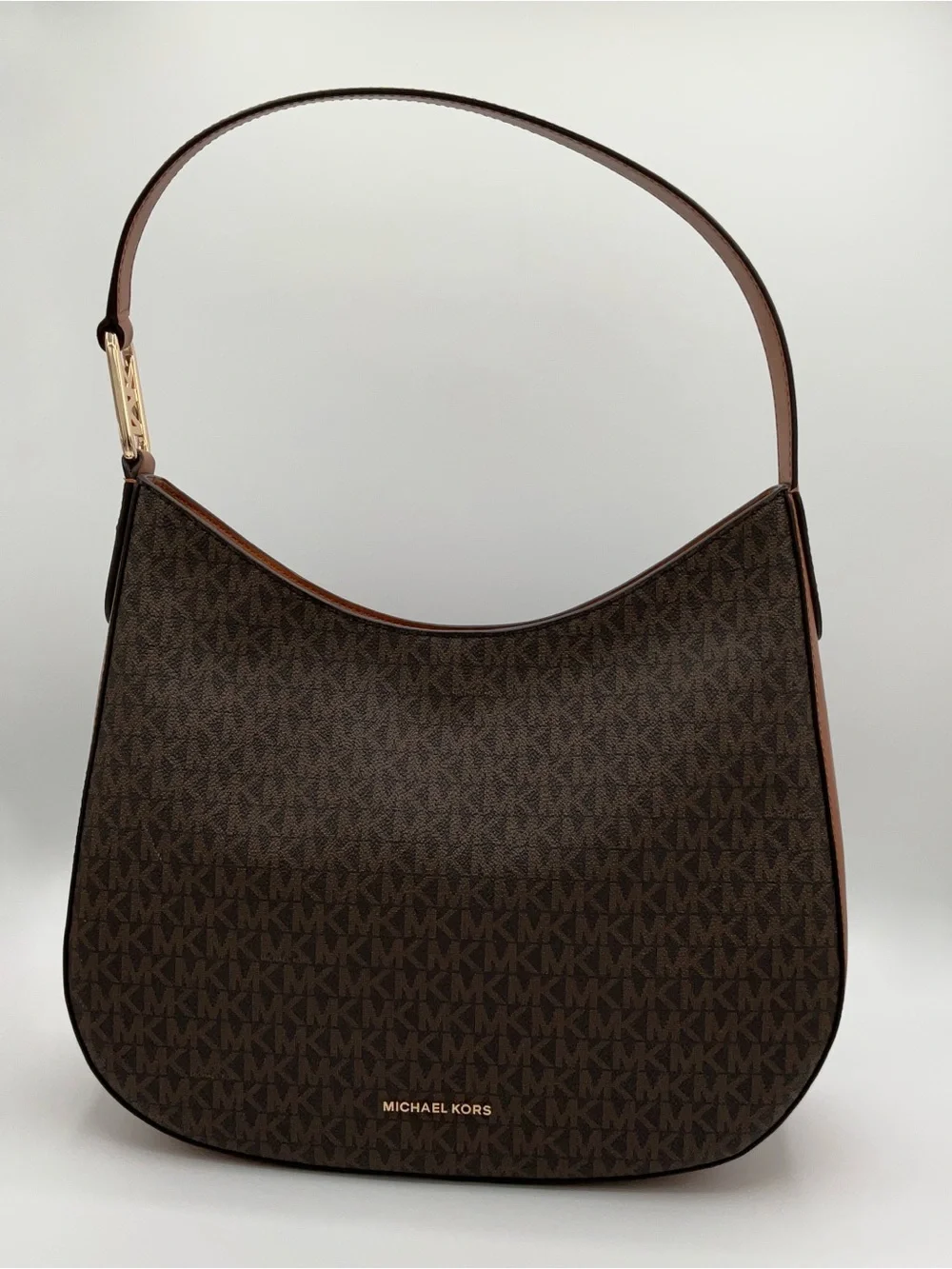 Michael Kors - Shoulder Bag Hobo Large Brown Canvas Kensington Logo - EXCELLENT